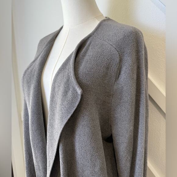 Barefoot Dreams CozyChic Ultra Lite Wide Collar Jacket Gray Size Medium - Picture 3 of 12
